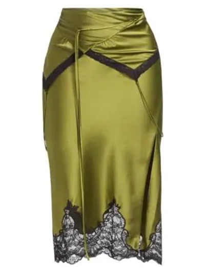 Shop Alexander Wang Foldover Slip Silk Midi Skirt In Serpent