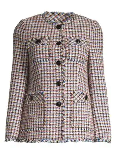Shop Rebecca Taylor Women's Houndstooth Tweed Jacket In Robins Egg