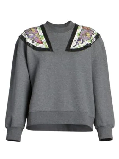 Shop Stella Mccartney Tapestry Appliqué Cotton Sweatshirt In Grey