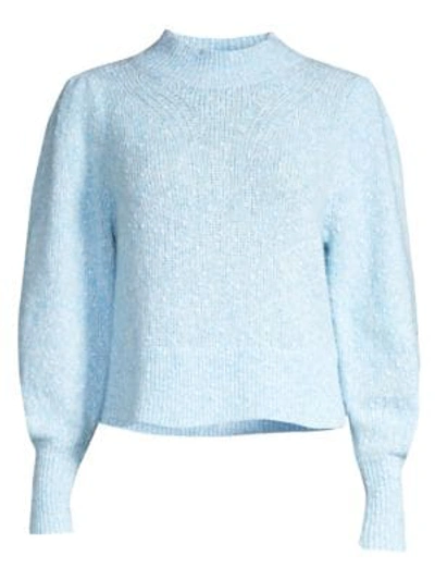 Shop Rebecca Taylor Optic Tweed Sweater In Carolina Blue