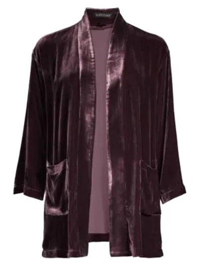 Shop Eileen Fisher Silk Velvet Kimono Jacket In Casis