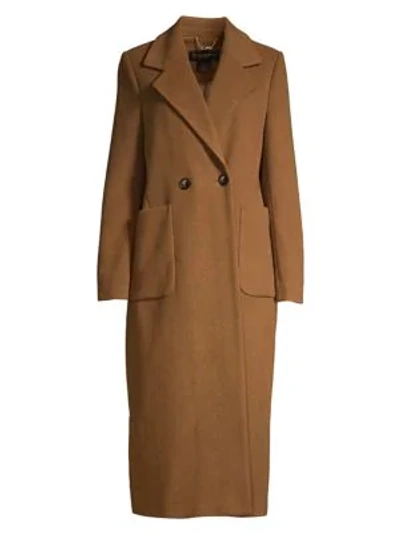 Shop Donna Karan Chevron Wool-blend Coat In Vicuna