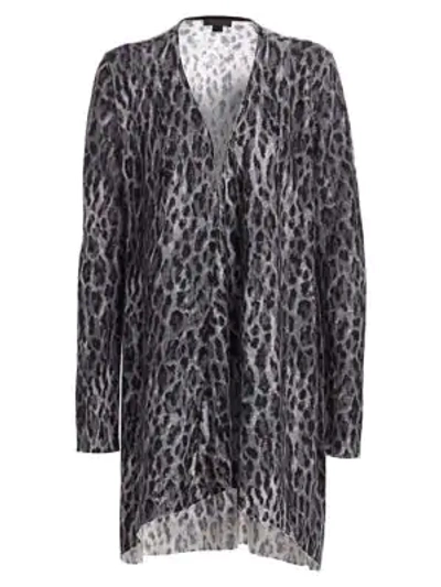 Shop Saks Fifth Avenue Collection Leopard-print Cashmere Cardigan In Black Combo