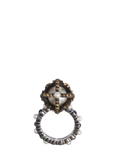 Shop Alexander Mcqueen Skull King Ring In Multicolour