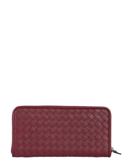 Shop Bottega Veneta Leather Wallet In Bordeaux