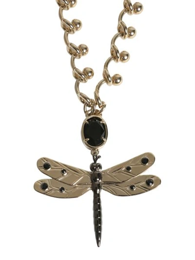 Shop Red Valentino Necklace With Dragonfly Charm In Gold