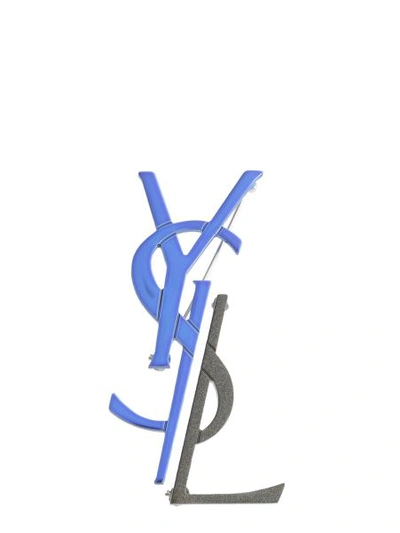 Shop Saint Laurent Deconstructed Monogram Brooch In Multicolour