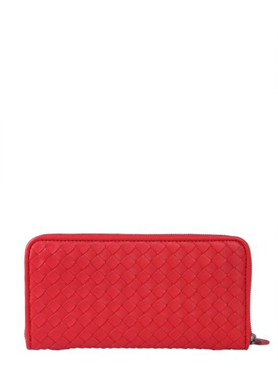 Shop Bottega Veneta Zip-up Wallet In Red