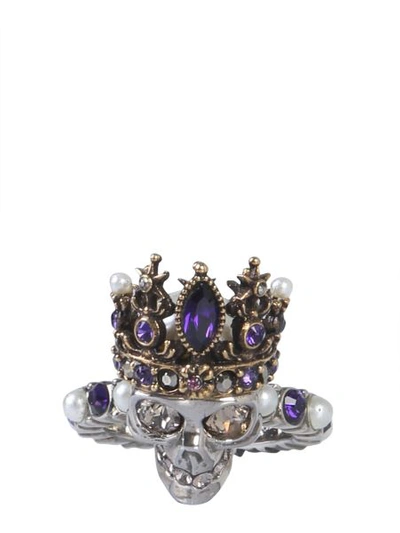 Shop Alexander Mcqueen Skull Queen Ring In Multicolour
