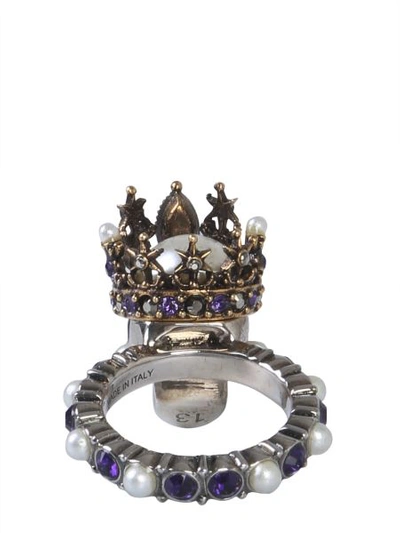 Shop Alexander Mcqueen Skull Queen Ring In Multicolour