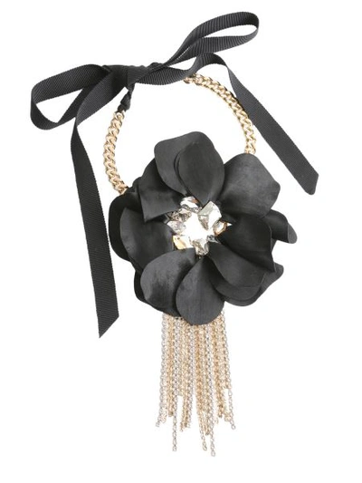 Shop Lanvin Flower Charm Choker In Black