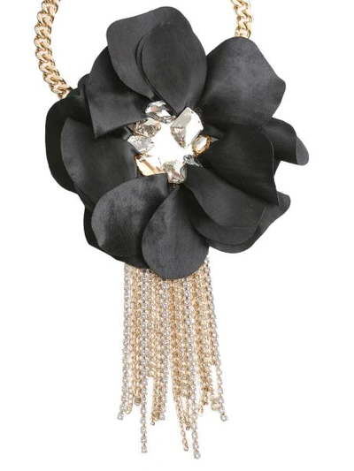 Shop Lanvin Flower Charm Choker In Black