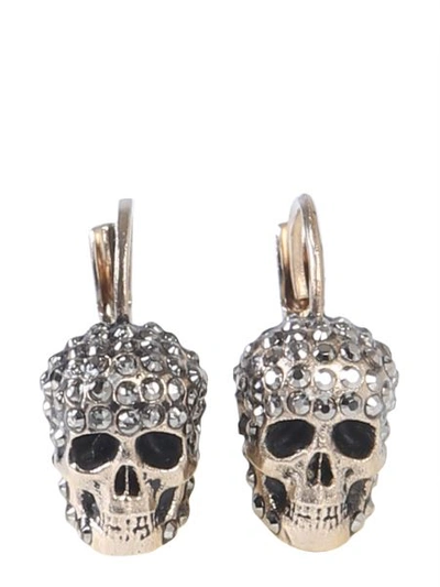 Shop Alexander Mcqueen Skull Earrings In Grey