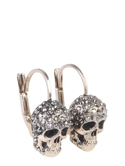 Shop Alexander Mcqueen Skull Earrings In Grey