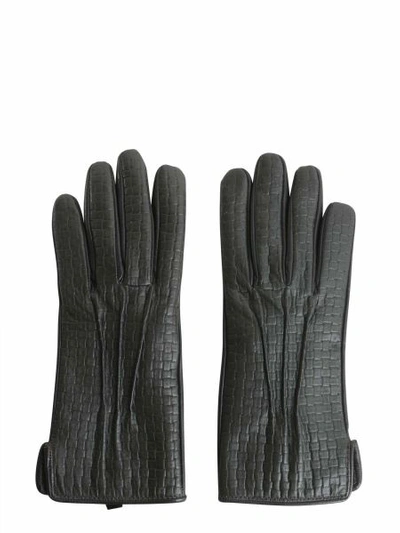 Shop Tru Trussardi Gloves In Printed Nappa In Grey