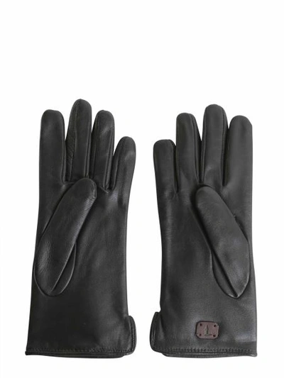 Shop Tru Trussardi Gloves In Printed Nappa In Grey