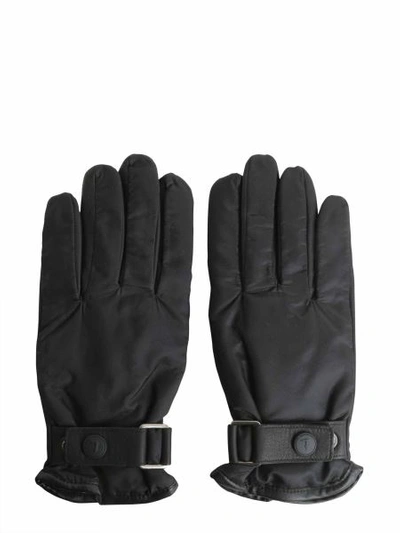 Shop Tru Trussardi Gloves With Strap In Black