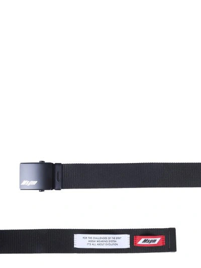 Shop Msgm Belt With Logoed Buckle In Black