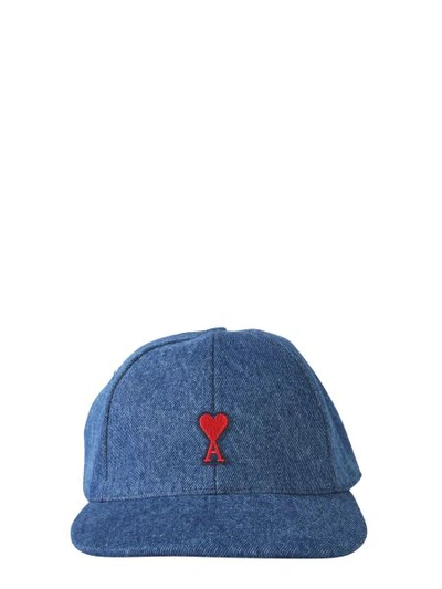 Shop Ami Alexandre Mattiussi De Coeur Patch Hat In Blue