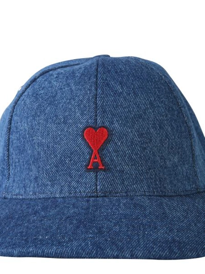 Shop Ami Alexandre Mattiussi De Coeur Patch Hat In Blue