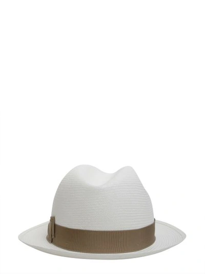 Shop Borsalino Short Brim Panama Hat In White