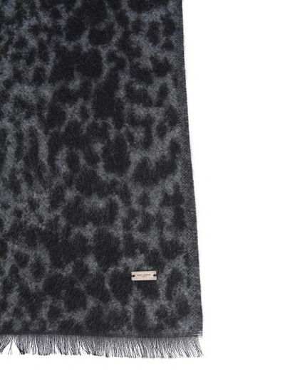 Shop Saint Laurent Etole Leopard Scarf In Black