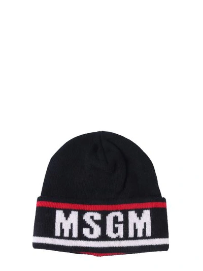 Shop Msgm Knitted Hat In Black