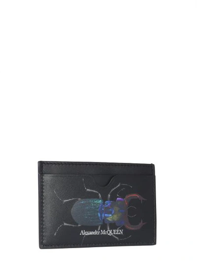 Shop Alexander Mcqueen Printed Card Holder In Black