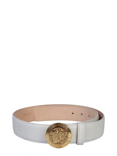 Shop Versace Belt With Medusa's Head In Ivory