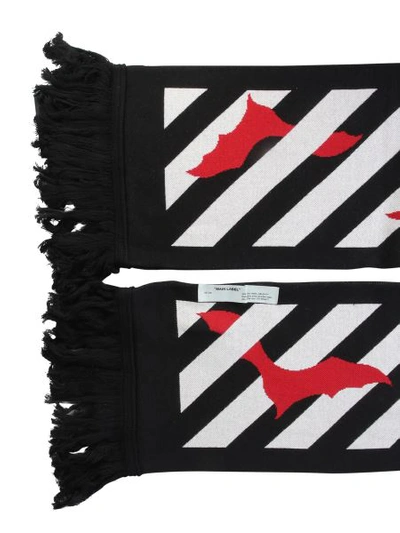 Shop Off-white Bats Scarf With Fringes In Black