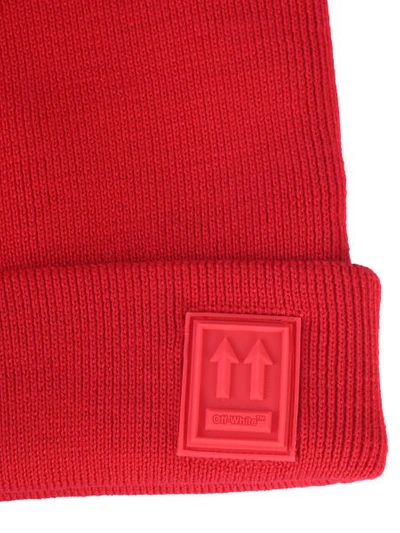 Shop Off-white Knitted Hat In Red