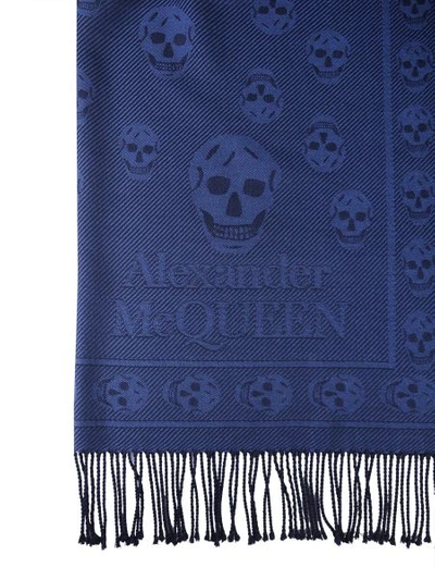Shop Alexander Mcqueen Skull Scarf In Blue