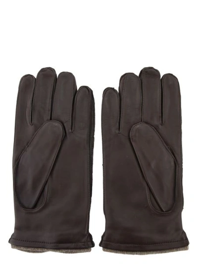 Shop Sermoneta Gloves Leather Gloves In Dark Brown