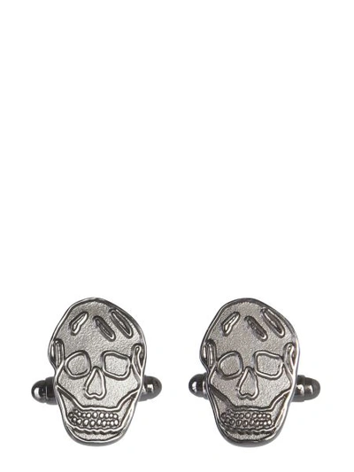 Shop Alexander Mcqueen Skull Cufflinks In Silver