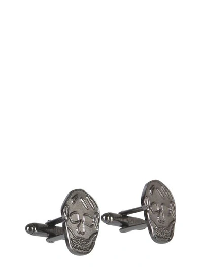 Shop Alexander Mcqueen Skull Cufflinks In Silver