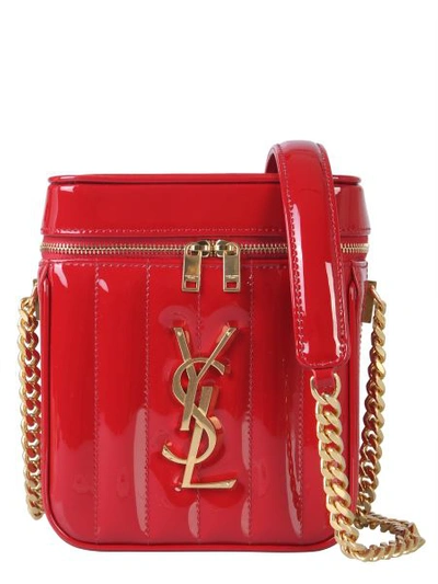 Shop Saint Laurent Vicky Vanity Bag In Red