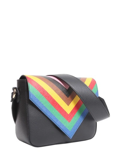 Shop Sara Battaglia Tripe Crossbody Bag In Black