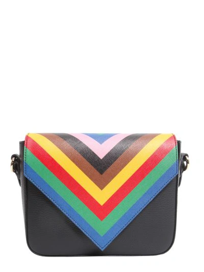 Shop Sara Battaglia Tripe Crossbody Bag In Black