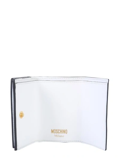 Shop Moschino Leather Wallet In White