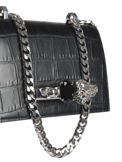 Shop Alexander Mcqueen Small Jeweled Satchel Bag In Black