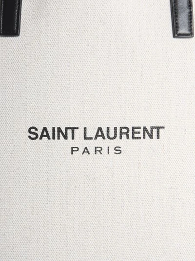 Shop Saint Laurent Teddy Shopping Bag In White