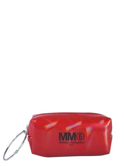 Shop Mm6 Maison Margiela Clutch With Logo And Ring In Red