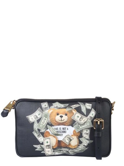 Shop Moschino Mini Dollar Teddy Bear Bag In Black