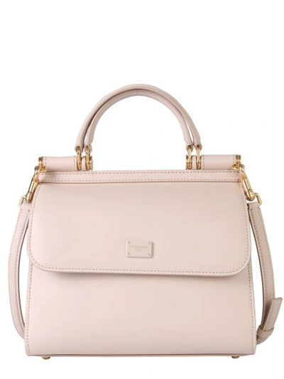 Shop Dolce & Gabbana Small Sicily 58 Bag In Powder