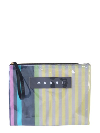 Shop Marni Clutch With Logo In Multicolour