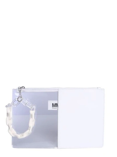 Shop Mm6 Maison Margiela Half-and-half Clutch In White