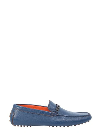 Shop Etro Loafers With Logo Band In Blue