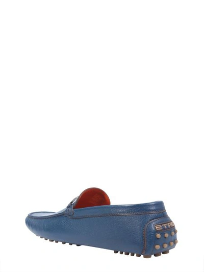 Shop Etro Loafers With Logo Band In Blue