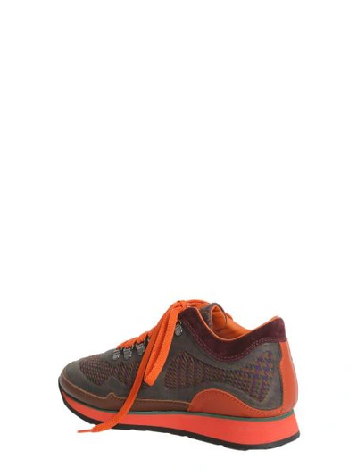 Shop Etro Leather And Woven Sneakers In Orange