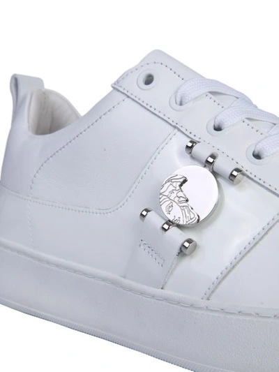 Shop Versace Sneakers With Metal Logo In White
